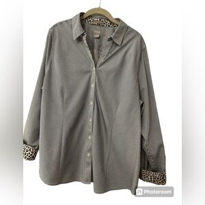 Woman’s Chico’s long sleeve cotton no iron blouse Sz. 3 (16).